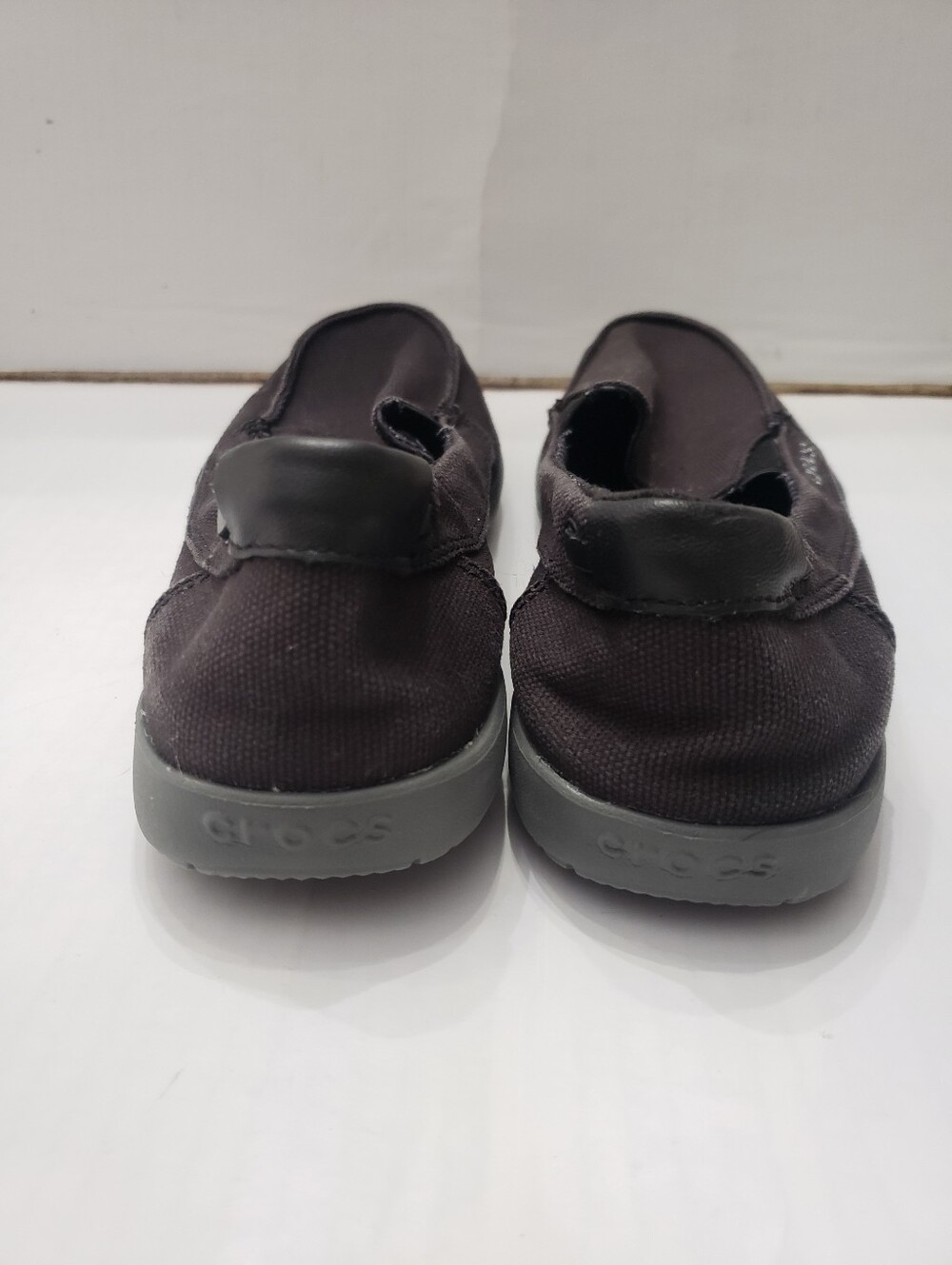 Crocs Walu Canvas Loafers Boat Shoes Womens Black Size 7 - Picture 6 of 9
